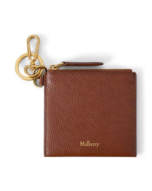 Mulberry Brown Clip Zipped Credit Card Pouch Oak