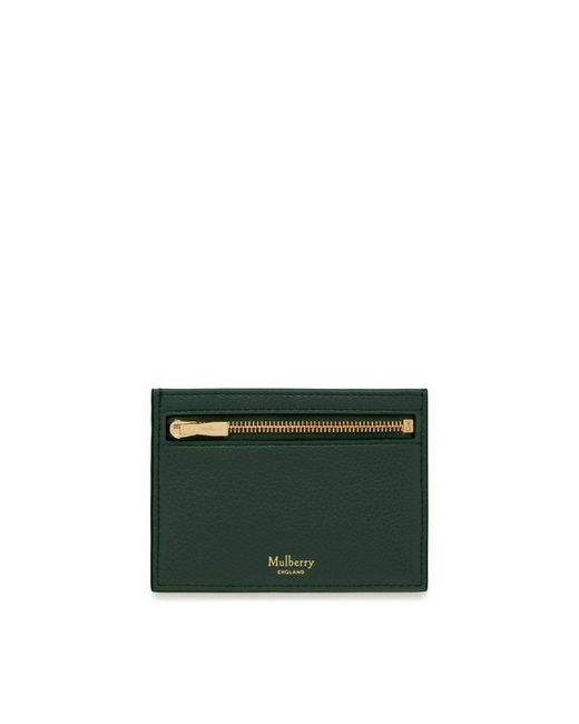 Mulberry Zipped Credit Card Slip In Green Small Classic Grain
