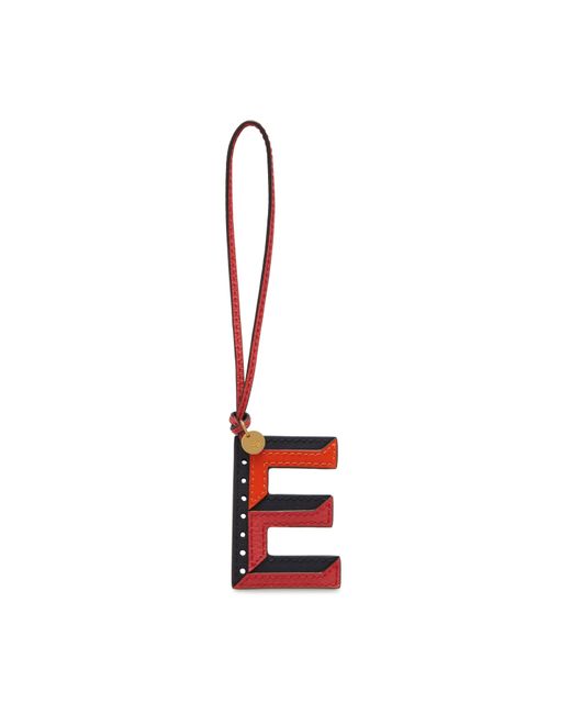 Mulberry Red Tri-colour Leather Keyring