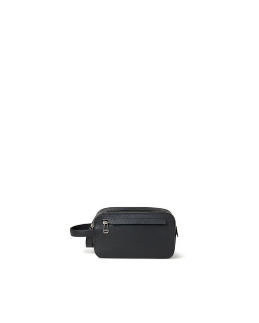 Mulberry Double Zip Wash Case In Black Heavy Grain