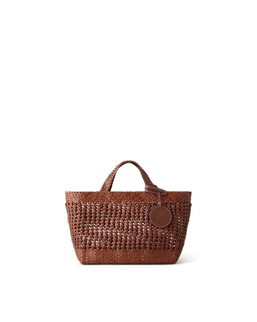 Mulberry Brown Small Woven Leather Tote