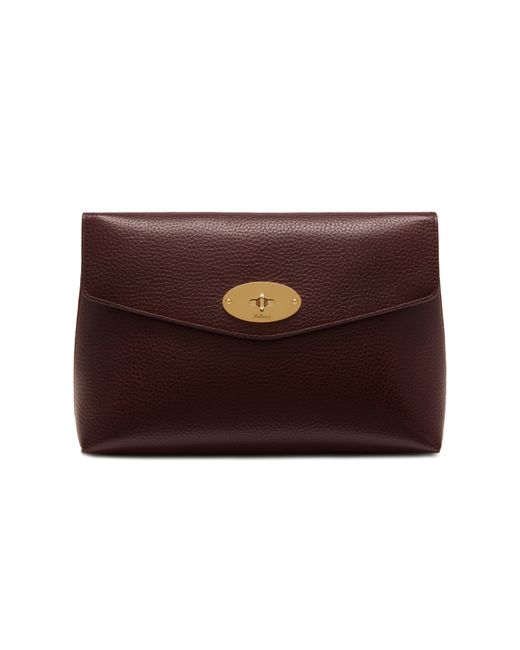 Mulberry Multicolor Large Darley Cosmetic Pouch In Oxblood Natural Grain Leather