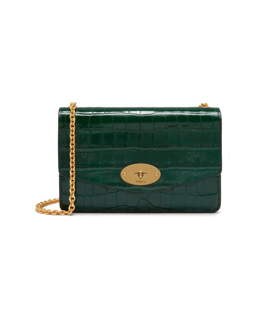 Mulberry Small Darley In Jungle Green Croc Print