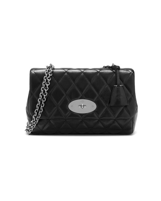 Mulberry Medium Lily In Black Quilted Shiny Buffalo