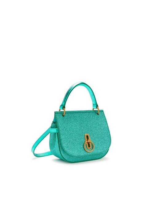 Mulberry Small Amberley Satchel In Minty Green Glitter