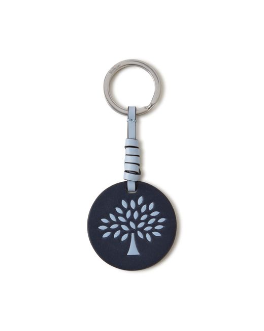 Mulberry Blue Tree Leather Keyring
