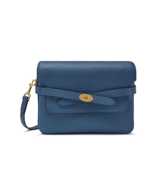 Mulberry Blue Belted Bayswater Satchel In Pale Navy Small Printed Grain