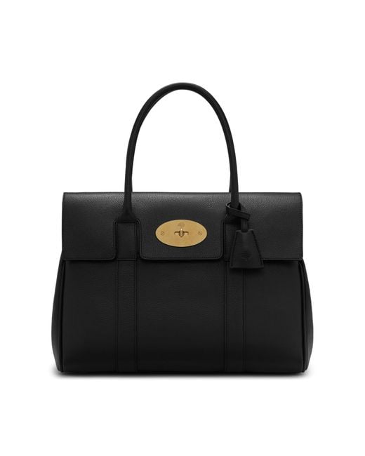 Mulberry Bayswater In Black And Brass Small Classic Grain