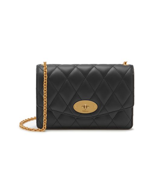 Mulberry Small Darley In Black Quilted Smooth Calf