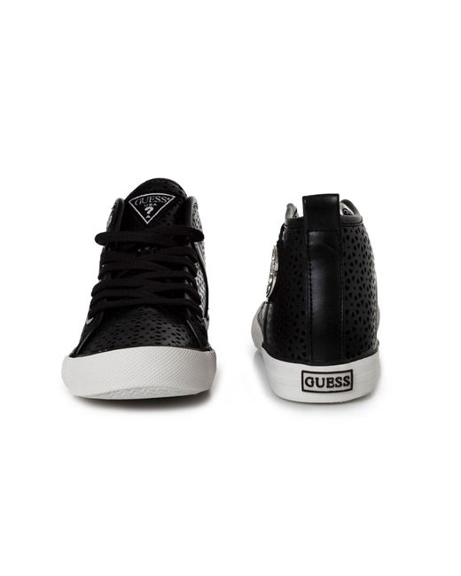 Guess Leather Metal Logo Detail High Top Joel Trainers in Black for Men |  Lyst UK