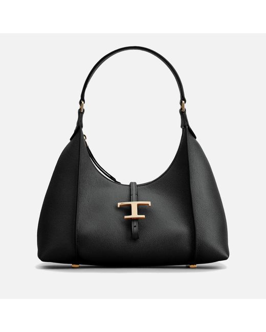 Tod's Black T Timeless Small Leather Hobo Bag