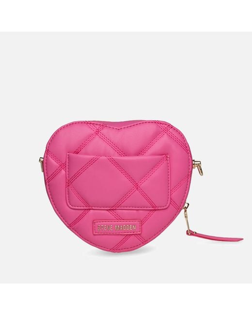 Steve Madden Pink Bheart Quilted Faux Leather Crossbody Bag