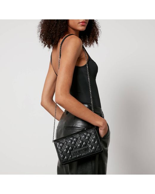 Love Moschino Black Borsa Quilted Faux Leather Crossbody Bag