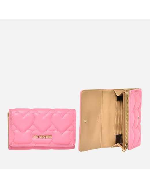 Love Moschino Pink Heart Quilt Small Zip Wallet