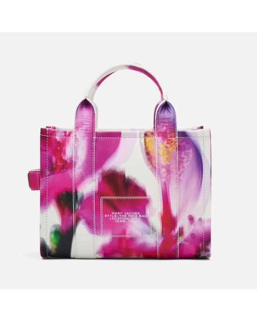 Marc Jacobs Pink The Small Future Floral Leather Tote Bag