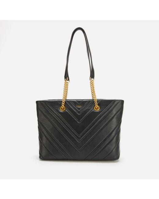 DKNY Black Vivian Quilted Tote Bag