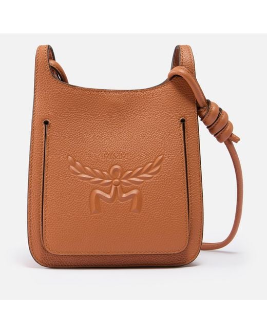 MCM Brown Lauretos Leather Hobo Cross Body Bag