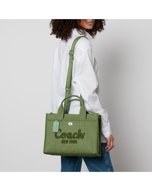 COACH Green Cargo 34 Logo-embroidered Detachable-strap Canvas Tote Bag
