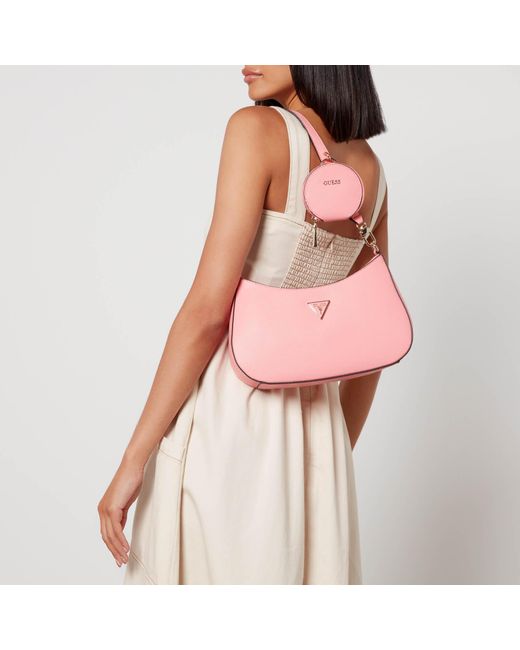 Guess Alexie Faux Leather Shoulder Bag in Pink