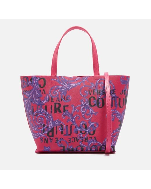 Versace Jeans Pink Reversible Faux Leather Mini Tote Bag