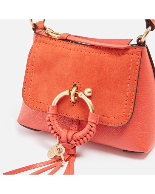 See By Chloé Red Joan Mini Leather And Suede Crossbody Bag