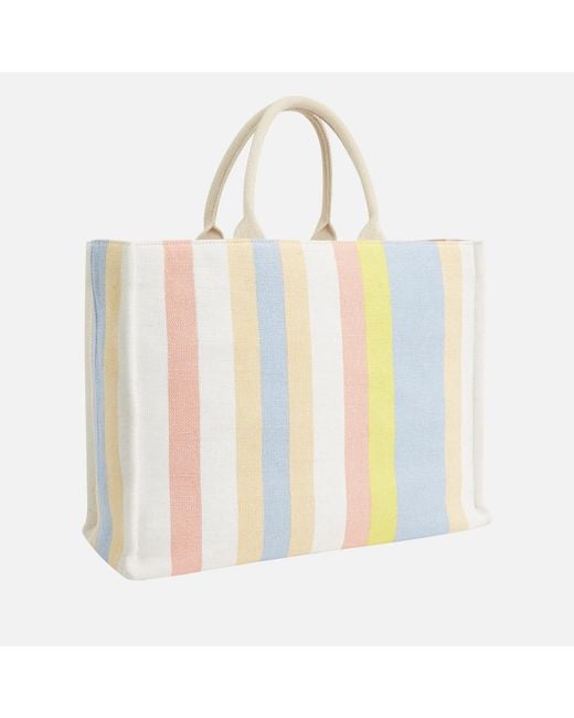 Tommy Hilfiger White Beach Striped Cotton-blend Tote Bag