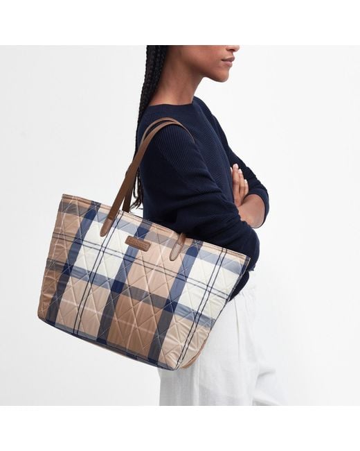 Barbour Blue Wetherham Quilted Canvas Tote Bag