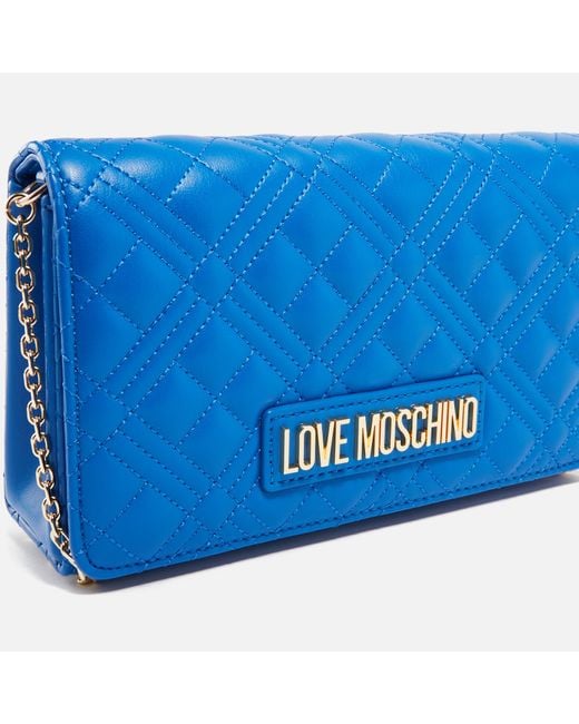 Love Moschino Blue Smart Daily Quilted Faux Leather Bag