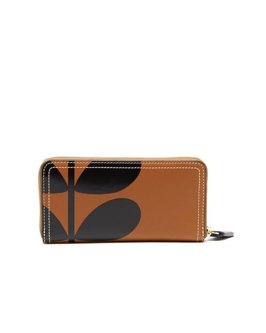 Orla Kiely Stem Print Leather Big Zip Wallet Lyst