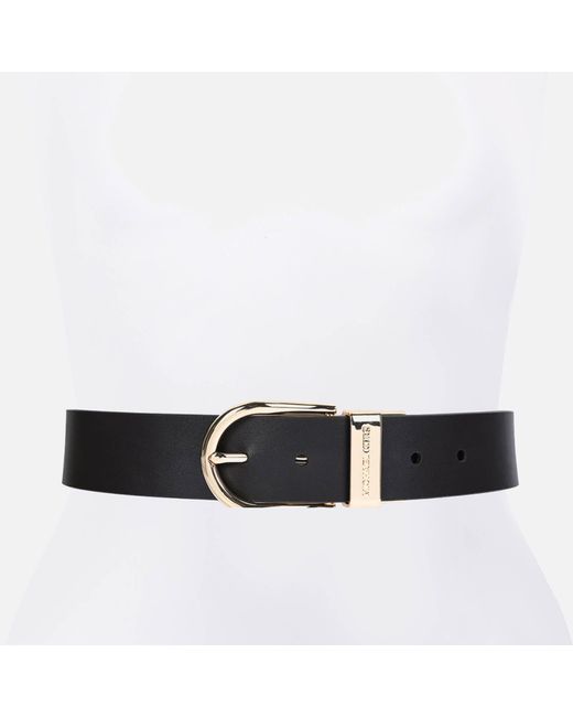 Michael Kors Black Reversible Leather And Coated-canvas Belt