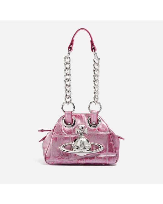 Vivienne Westwood Pink Embossed Archive Orb Leather Bag