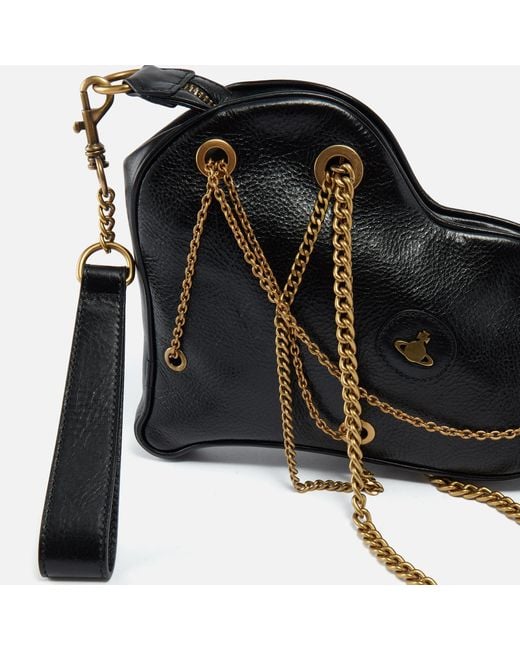 Vivienne Westwood Black Cora Ak Embellished Leather Heart Bag