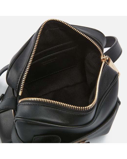 Ferragamo Black Audrey Croc-effect Faux Leather Bag