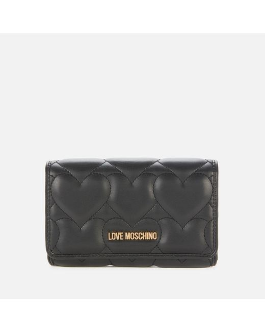 Love Moschino Black Heart Quilt Small Zip Wallet