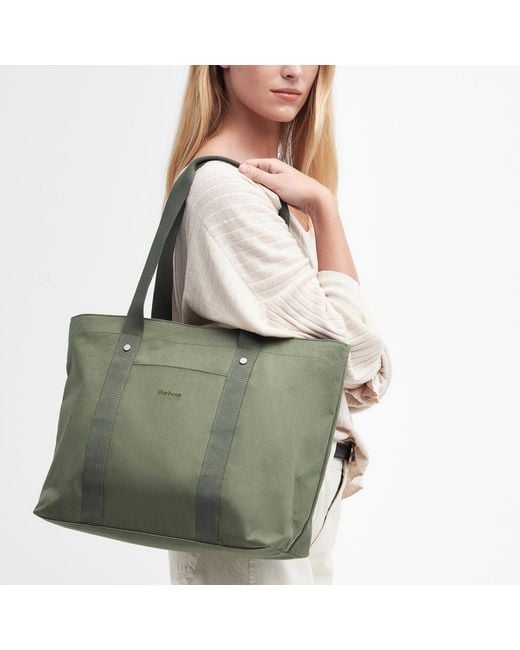 Barbour Green Olivia Cotton Tote Bag