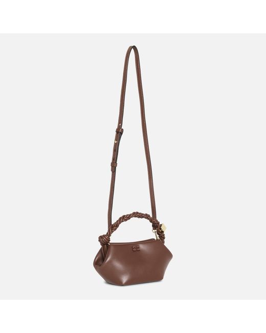 Ganni Brown Mini Bou Recycled Leather And Faux Leather Bag