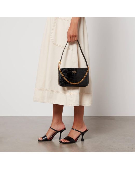 Guess Katey Crocstyle Mini Faux Leather Shoulder Bag in Black Lyst