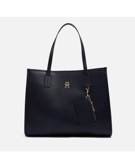 Tommy Hilfiger City Summer Faux Leather Tote Bag in Black | Lyst