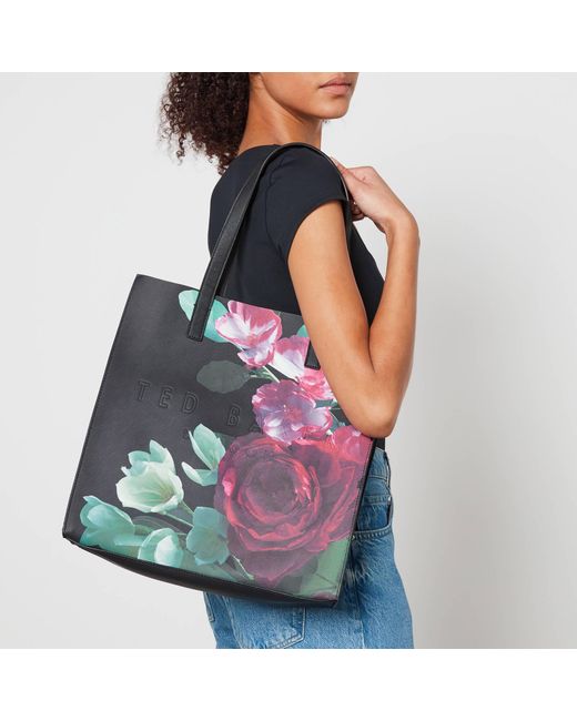 Ted Baker Blue Papicon Paper Floral Icon Faux Leather Tote Bag