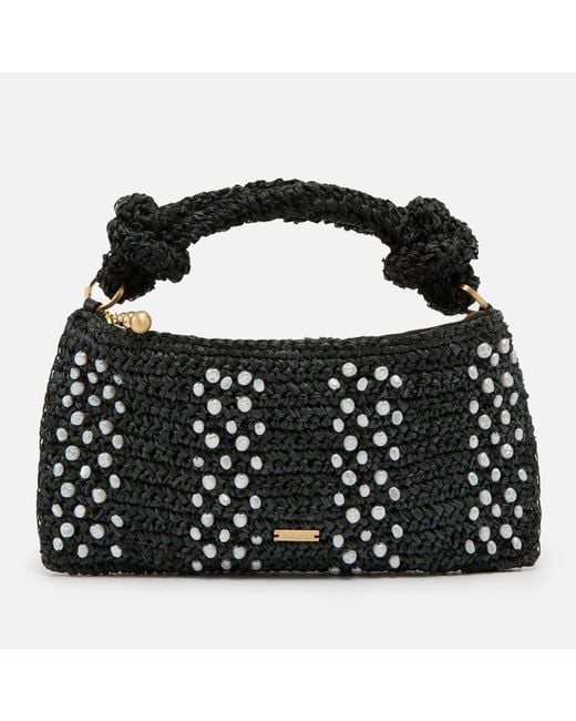 Cult Gaia Black Hera Nano Raffia Shoulder Bag