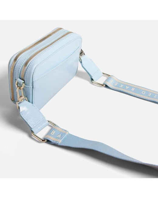 Ted Baker Blue Stunnie Pebble-grained Faux Leather Mini Camera Bag