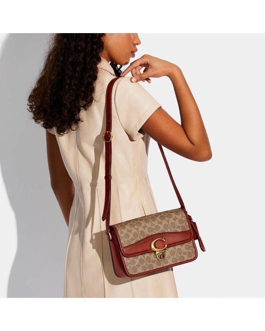 COACH Leather Signature Studio Shoulder Bag in Brown Lyst