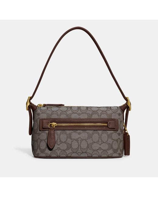 COACH Brown Demi Leather-trimmed Logo-jacquard Bag