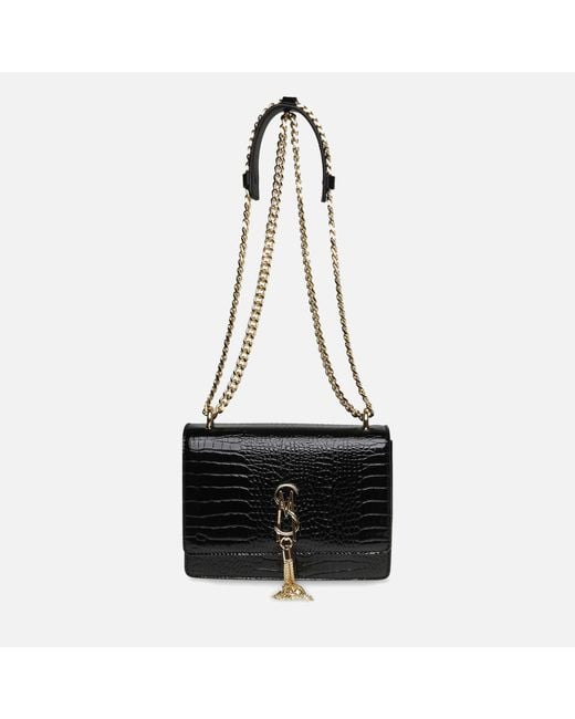 Steve Madden Black Bamara-t Croc-effect Faux Leather Crossbody Bag