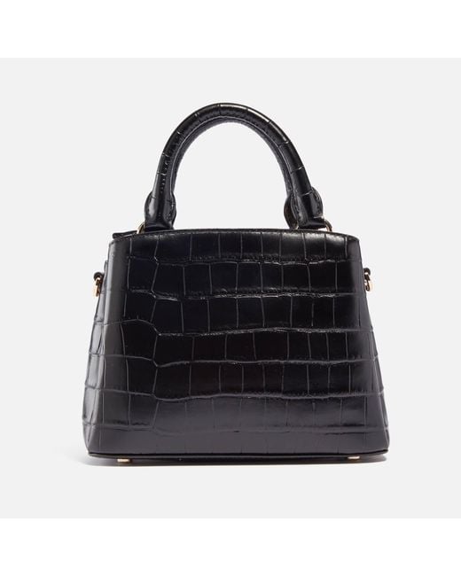 DKNY Black Paige Croc-effect Leather Crossbody Satchel Bag