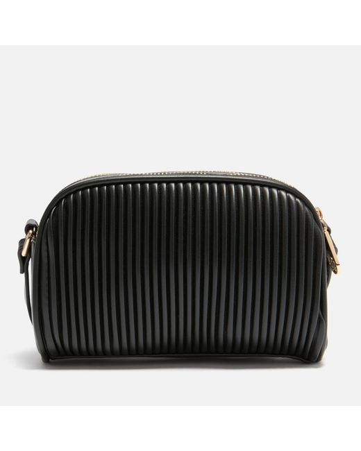 Dune Black Pleated Faux Leather Crossbody Bag