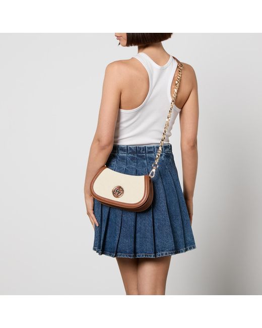 Dune Natural Dacre Small Leather And Canvas Crossbody Bag