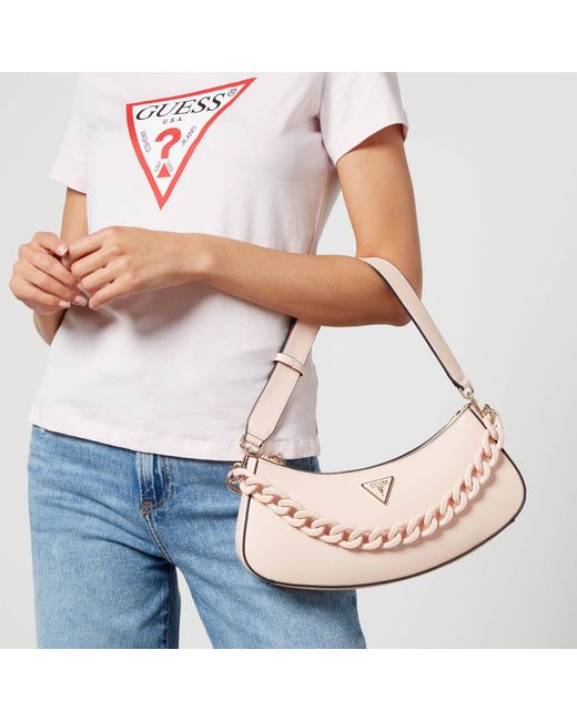 Guess Corina Top Zip Shoulder Bag (Pale Rose) Handbags in Pink  