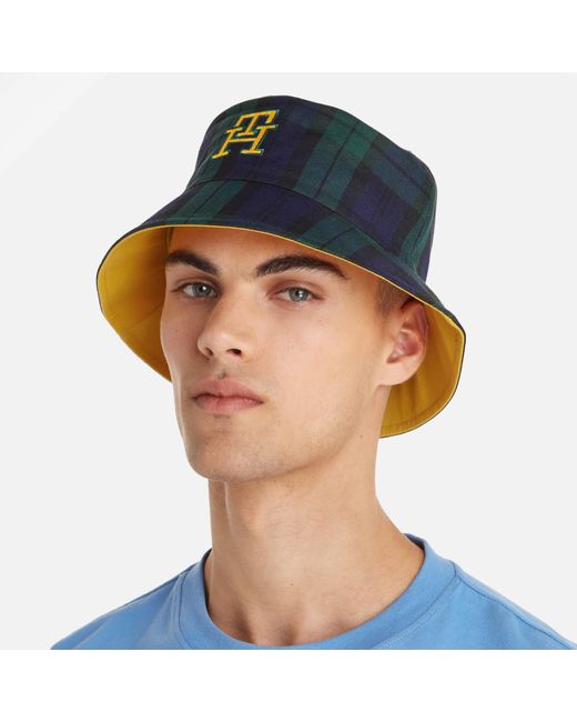 Tommy Hilfiger Blue Reversible Tartan Twill Bucket Hat for men