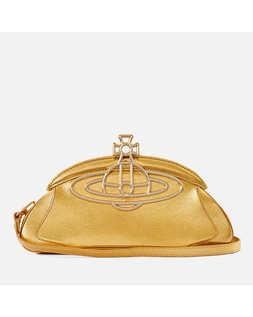 Vivienne Westwood Yellow Amber Logo-embellished Leather Clutch Bag